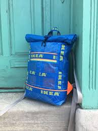 Sew Good A Roll Top Backpack From Ikea Blue Bags Ikea Hackers Zelf Maken Tassen Tassen Naaiprojecten