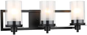 Designers Impressions Juno Matte Black 3 Light Wall Sconce Bathroom Fixture With Clear And Frosted Glass 73484 Amazon Com