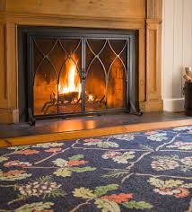 Small Winchester Fireplace Screen With Doors Plowhearth Scroll work fire screen with doors.