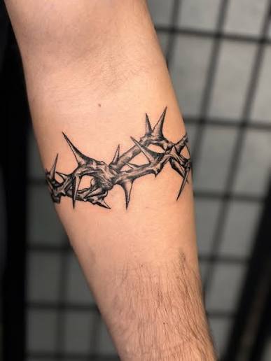Crown of thorns arm band. #tattoos #temecula #socaltattoo . . . . . . . . . Black and grey blackwork black work crown of thorns religious tats tat tattoos