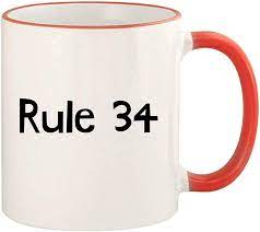 Knick Knack Gifts Rule 34 - 11oz Colored Rim and Handle Coffee Mug, Red