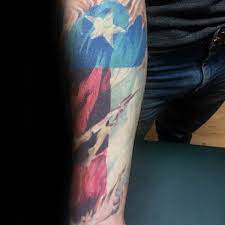 Beautiful yellow rose in texas map tattoo on thigh. 70 Texas Tattoos For Men Lone Star State Design Ideas