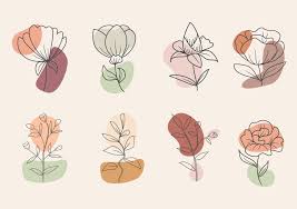 Simple canvas paintings, diy canvas art easy aesthetic paintings . Line Art Floral Element Aesthetic Soft Color Nature Decoration 5429021 Vector Art At Vecteezy