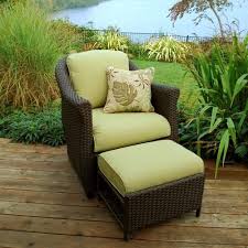 I Would Love To Have This For My Patio Etta Tarragon Fully Woven Chair With Hidden Ottoman At Menards Patio Chairs Porch Chairs Deep Seating Chair