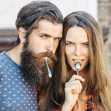 Maybe you would like to learn more about one of these? Young Couple Of Pretty Girl With Long Hair And Handsome Bearded Stock Photo Picture And Royalty Free Image Image 63533354