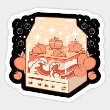 Peach fruit stickers , milk stickers , fruit sticker , aesthetic milk. Kawaii Peach Milk Kanagawa Wave Lofi Aesthetic Peach Milk Sticker Teepublic