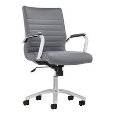 Realspace Modern Comfort Winsley Bonded Leather Mid Back Manager S Chair Gray Chrome In 2020 Leather Office Chair Adirondack Chairs For Sale Bonded Leather Chair