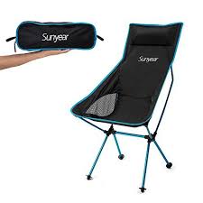 Sunyear Innovative Foldable Camp Chair Stuck Slip Proof Feet High Back Headrest Super Comfort Ultr Camping Chairs Heavy Duty Beach Chairs Camping Furniture