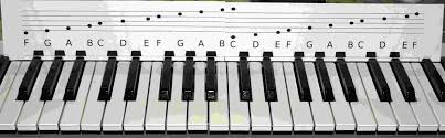 Set of levers on a musical instrument for playing the twelve notes of western musical scale. Piano Keys Chart Printable Posts Facebook