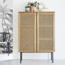 Armoire 2 Portes En Bois De Mindy Et Cannage 140 Hana Armoire 2 Portes Porte Bois Buffet Haut