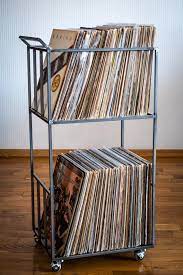 Lp Storage Double Deck Album Crate Cart Lower Level Shelf Etsy Lp Storage Vinyl Record Furniture Vinyl Storage
