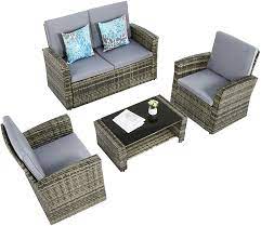 When you are outdoors with friends or with your family. Amazon Com Yitahome 5 Piece Patio Furniture Sets All Weather Outdoor Patio Conversation Set Pe Rattan Wicker Small Sectional Patio Sofa Set With Table Gray Gradient Garden Outdoor
