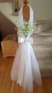 Aisle Pew Decor Tulle And Baby S Breath Set Of 10 Wedding Chair Decorations Wedding Doors Church Wedding Decorations