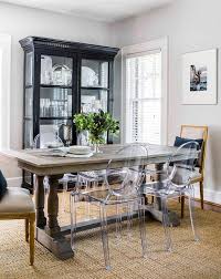 18l x 20d x 38h. Willems Rectangular Dining Table With Ghost Chairs Transitional Dining Room