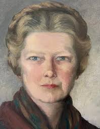 Portrait of a Woman with Rifle by Jeanie Walkinshaw 1954 Oil Painting