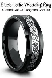 8mm Black Tungsten Wedding Band With Silver Celtic Design Titanium Wedding Rings Celtic Wedding Rings Black Tungsten Wedding Band