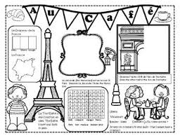 French Cafe Placemat Activity Page Ontario French Culture Curriculum French Cafe French Culture Activities