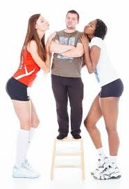 Two Tall Women Kiss Short Man By Lowerrider On Deviantart Tall Women Tall Girl Short Guy Tall Women Fashion