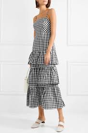 Black Dabble Tiered Gingham Cotton Poplin Midi Dress J Crew Spring Break Dress Cotton Poplin Gingham Dress