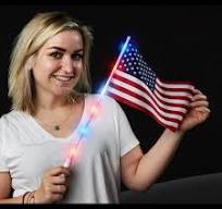 Multi Color LED Light Up 18 Inch Wand With American Flag | PartyGlowz.com
