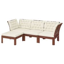 Applaro 3 Seat Modular Sofa Outdoor With Footstool Brown Stained Kuddarna Beige Ikea Modular Sofa Outdoor Sofa Ikea