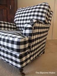 Black And White Buffalo Plaid Chair And Ottoman Beautiful Buffalo Check Slipcover With Images White Living Room Decor Home French Country Living Room
