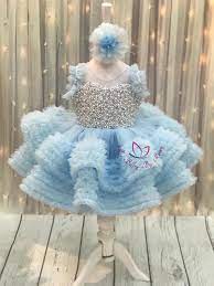 Sky Blue Baby Dress With Pearls Tutu Dress For Kids Toddler Etsy