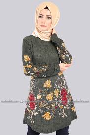 Gul Cicekli Polar Tunik Npl1222 S Haki Kadin Giyim Kadin Giyim