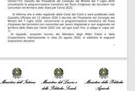 Decreto Flussi 2020 La Ripartizione Delle Quote Per I Lavoratori Non Stagionali E Autonomi Stranieri In Italia
