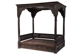 Frame for a crown canopy (dark gray or white color). Indian Carved Canopy Bed C 1950 Luxury Furniture Design Wooden Bedroom Furniture Canopy Bed