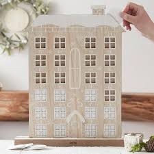 Wooden Reuseable Advent Calendar House Ginger Ray