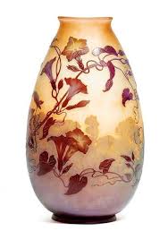 Emile Galle White Glass Vase With Beige And Violet Overlay And Etched Decorated With Gentians In 2020 Vase Galle Art Deco Glass