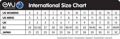 emu australia sheepskin boots size chart