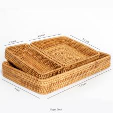 Get it as soon as fri, aug 6. Rattan Tray Set Of 3 Serving Tray Wicker Rattan Set Tabletop Cake Village Wonders