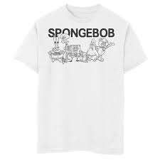 Spongebob is a sea sponge with a rectangular shape. Boys 8 20 Spongebob Squarepants Group Shot Outline Graphic Tee