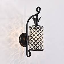 Two Lights Pineapple Wall Sconce Light Modern Style Metal Sconce Lamp With Crystal Bead In Black For Corridor Takeluckhome Com