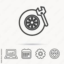 Computer dictionary definition for what log means including related links, information, and terms. Tire Service Icon Wheel And Wrench Key Sign Notebook Calendar And Cogwheel Signs Download Arrow Web Icon Vector Stock Vector Adobe Stock