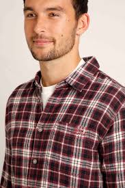 Broxton Organic Long Sleeve Herringbone Check Shirt Foxberry