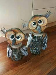 26 Diy Yard Art Crafts Home Decor Garden Ideas Winter Wood Crafts Wood Log Crafts Owl Decor