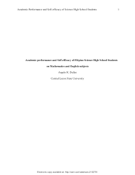 Here is a sample critical essay outline you may use for reference: Pdf Academic Performance And Self Efficacy Of Filipino Science High School Students On Mathematics And English Subjects