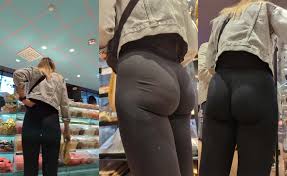 Super Tight Girl in Black Leggings - Candid Best Premium