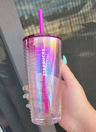 Starbucks Magenta Rippled Glass Blue