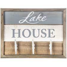 Fishing cabin lake decor unique boating, fishing, beach side gift ideas for your up north cabin or adirondack lake home. Lake House Wood Wall Decor With Hooks Hobby Lobby 1468750