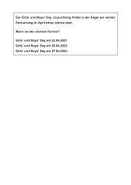 Der girls day spielt in vieler hinsicht eine wichtige rolle für unsere partei. Http Ass Gross Zimmern De Wp Content Uploads 2020 08 Termine Girls Day Boys Day Pdf