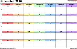 Last ned november 2018 kalender som html, excel xlsx, word docx, pdf eller pildifail. Kalender November 2018 Als Word Vorlagen