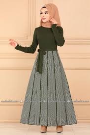 Desenli Triko Tesettur Elbise 2215kl398 Haki Modaselvim 2020 Elbise Elbise Modelleri The Dress