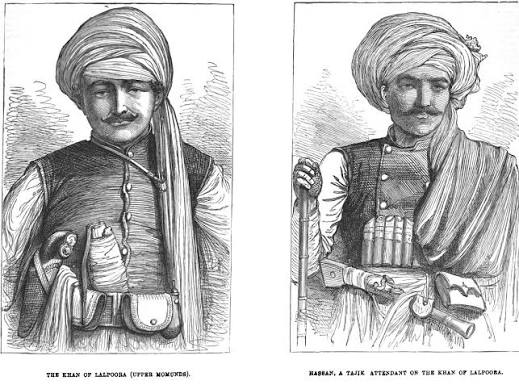 The Khan of Lalpura - Mohmand Khan and armed escort. 1878 Mohmand Khan was considered a British Ally and was closely associated with the Political Agent. Photographer - John Burke.