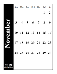 November 2019 Portrait Calendar Printable Calendar Printables Printable Calendar Vertical Vertical Calendar