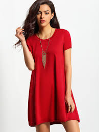Shop Burgundy Short Sleeve Casual Shift Dress Online Shein Offers Burgundy Short Sleeve Casual Shift D Shift Dress Casual Short Sleeve Shirt Women Shift Dress