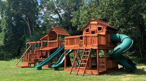 With numerous options available directly from the largest manufacturer of residential swing sets in the us, the backyard discovery line has something for every family. Bridged Wooden Swing Sets Backyard Fun Factory